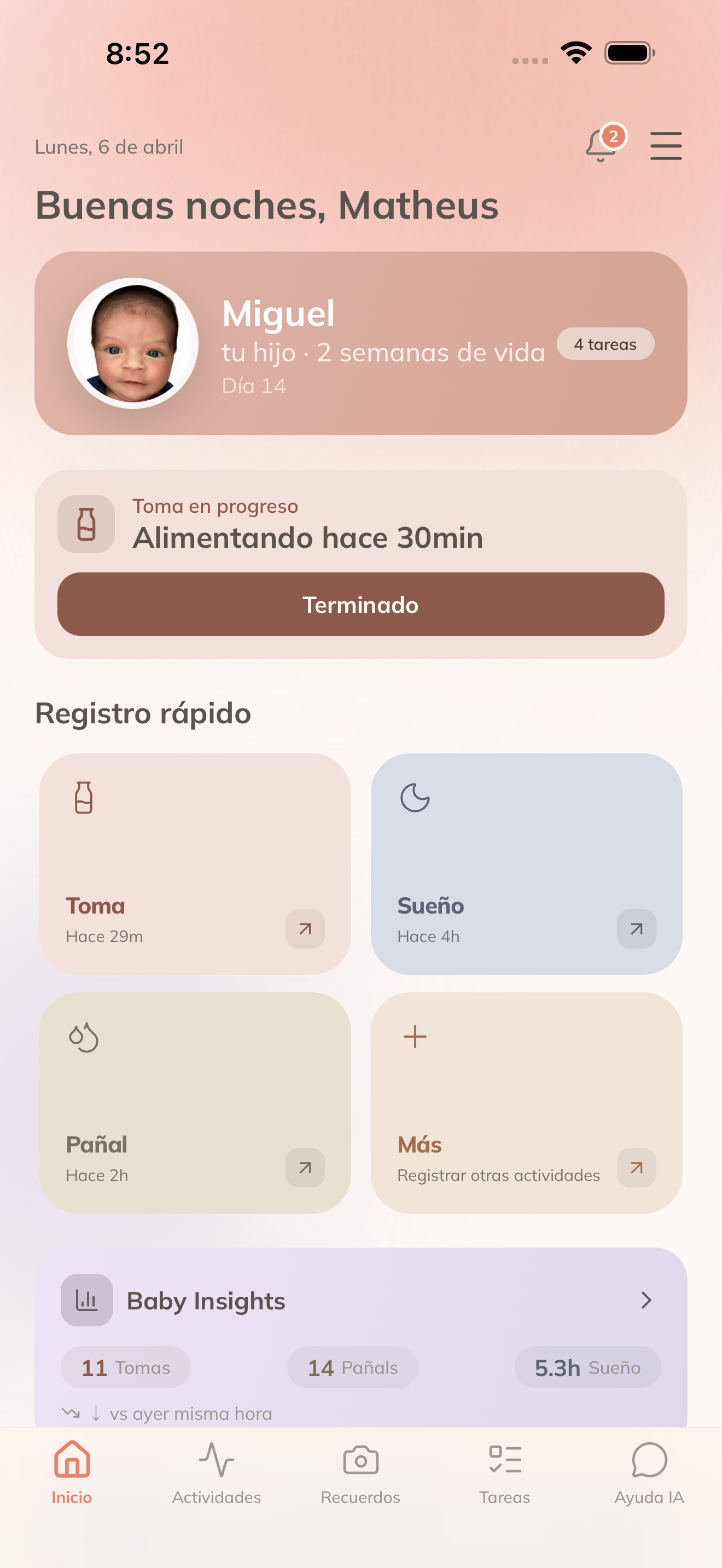 Pantalla principal de Toddli