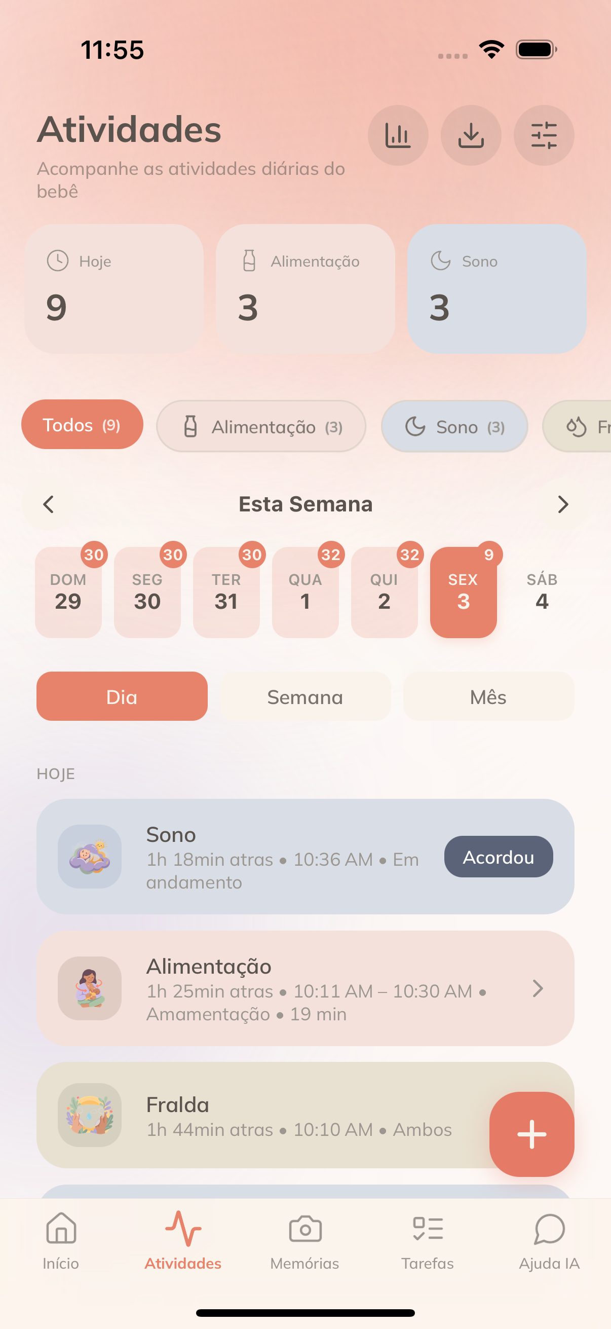 Registro de actividades con un toque