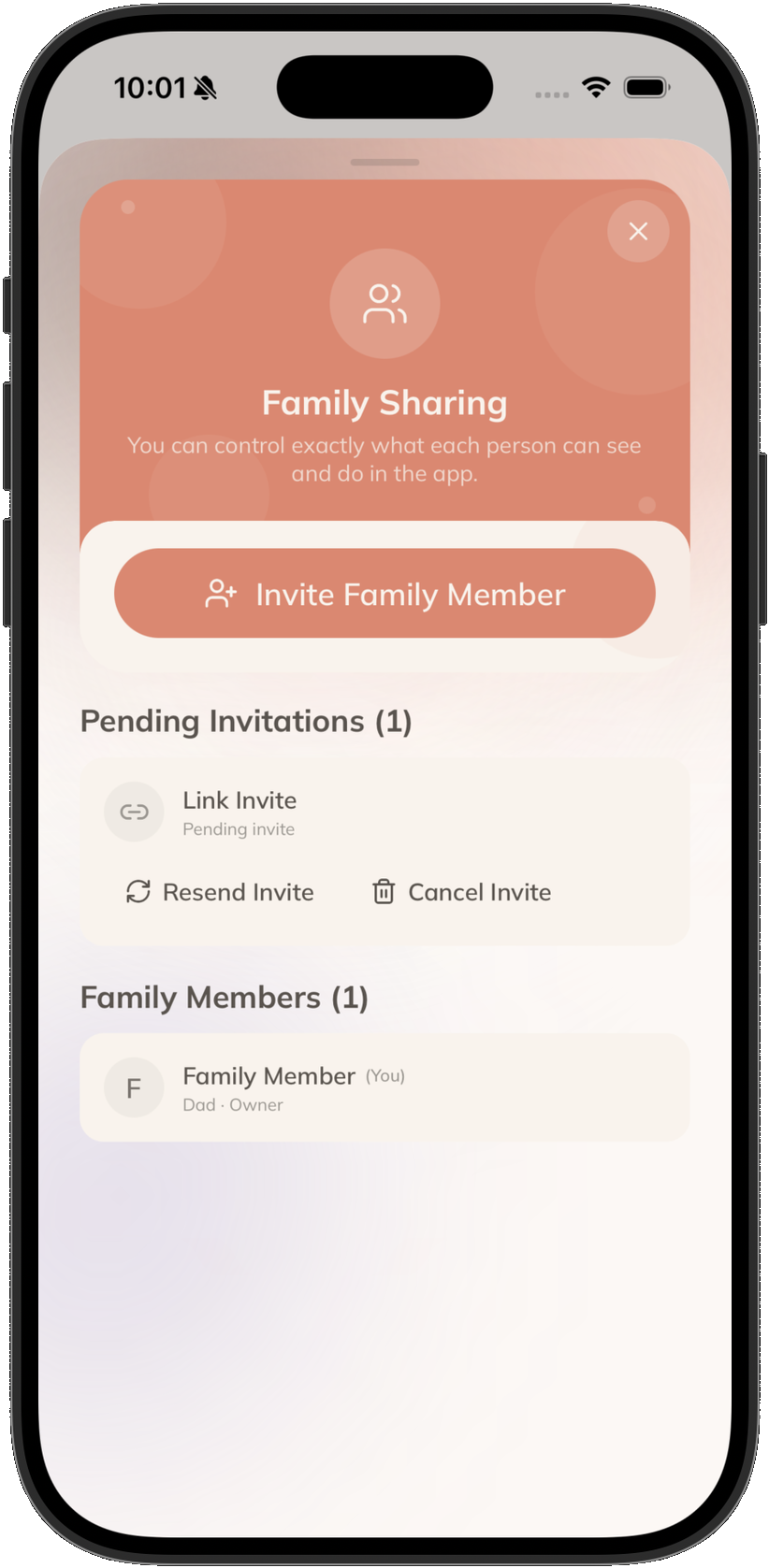 Family sharing and invitations
